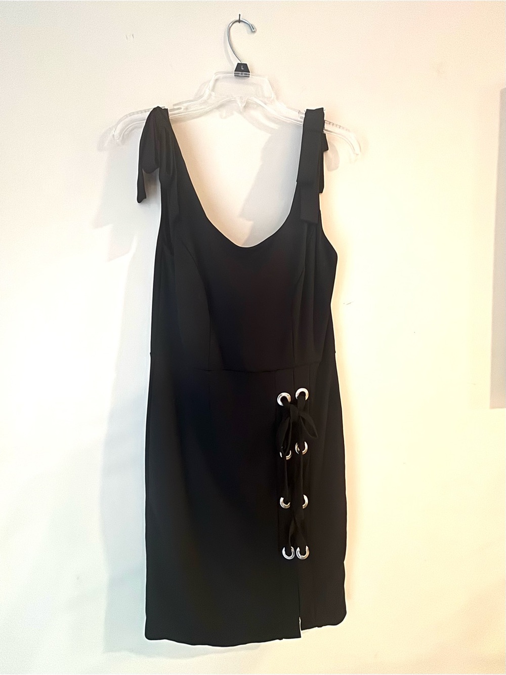 VENUS Black Sleeveless Scoop-Neck Dress with Eyelet Tie Detail